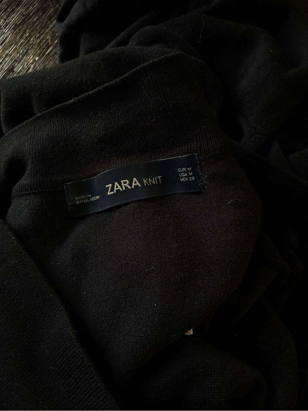 Zara Knit Black Longline Waterfall Cardigan Size M Draped Open Front Sweate - Picture 4 of 5